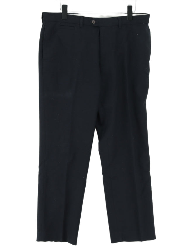 Next Men's Suit Trousers W 29 in Blue Polyester with Viscose, Wool