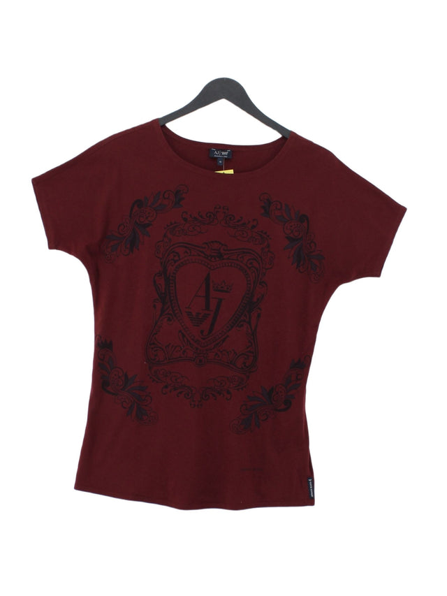 Armani Jeans Women's T-Shirt UK 12 Red 100% Cotton