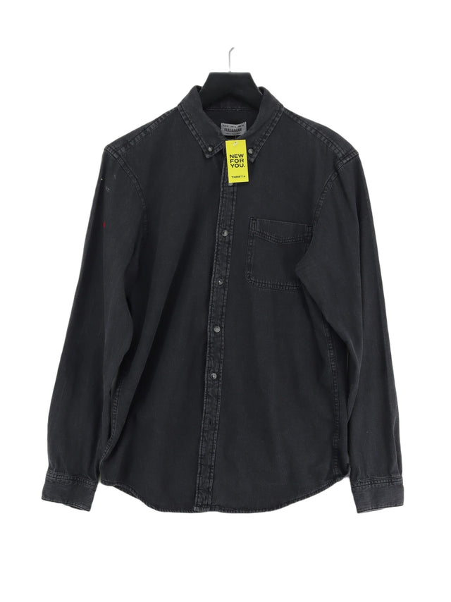 Pull&Bear Men's Shirt M Black 100% Cotton