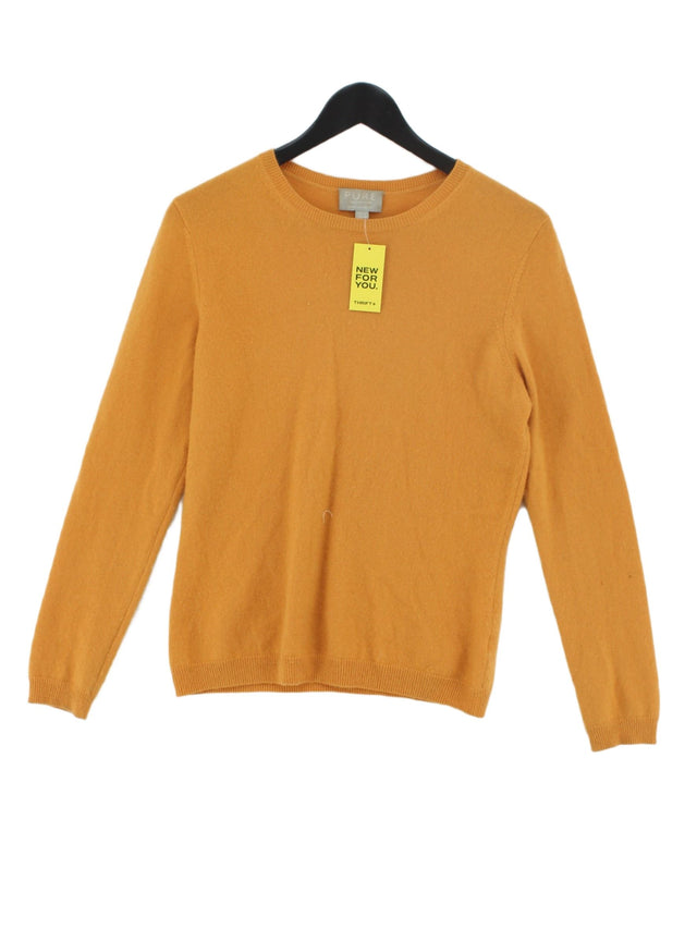 Pure Collection Women's Jumper UK 12 Yellow 100% Cashmere