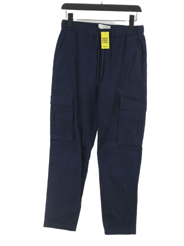 Selected Men's Trousers S Blue Cotton with Elastane