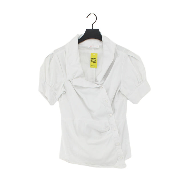 Finery Women's Shirt UK 8 White Cotton with Elastane, Polyamide