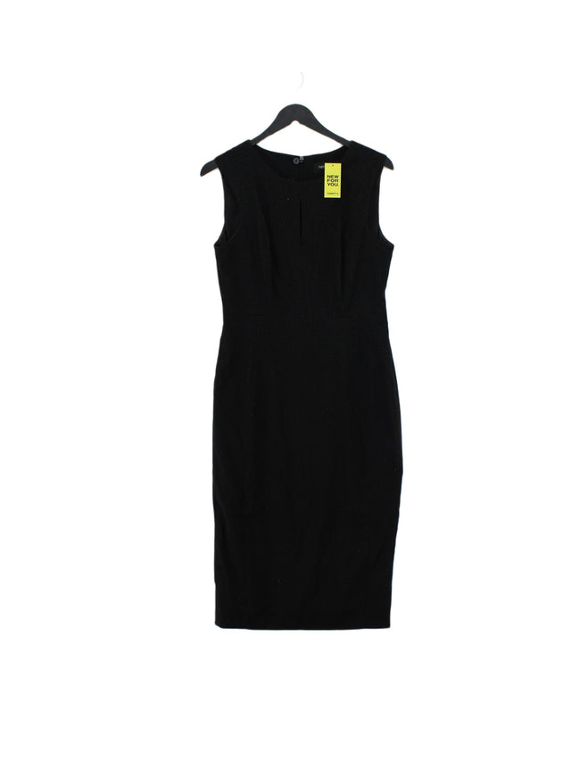 Next Women's Midi Dress UK 10 Black Polyester with Elastane, Viscose