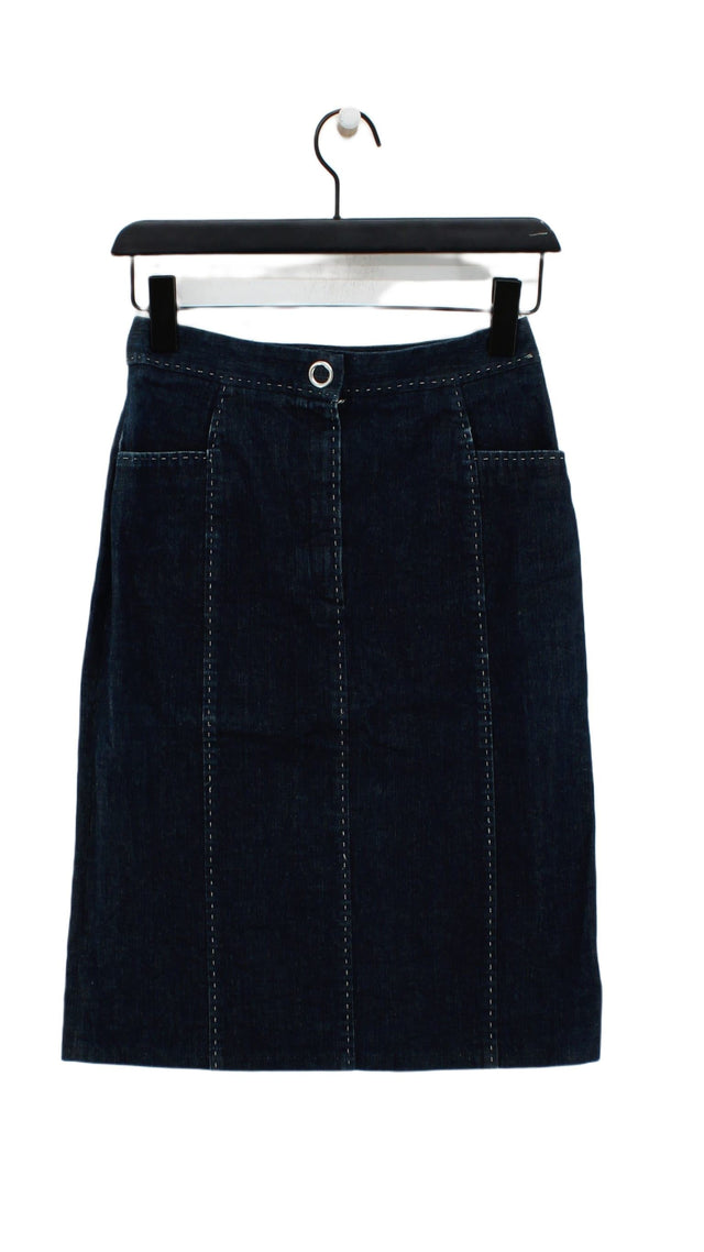 Genny Women's Midi Skirt UK 8 Blue Cotton with Elastane