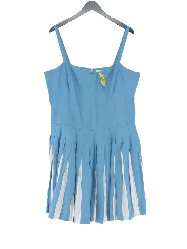 Boden Women's Midi Dress UK 20 Blue Linen with Cotton
