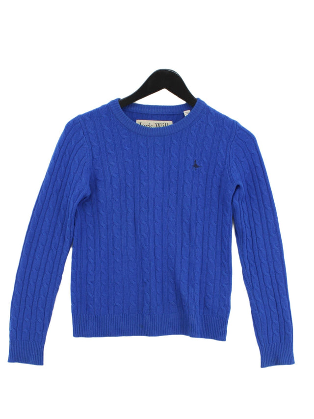 Jack Wills Women's Jumper UK 8 Blue 100% Wool