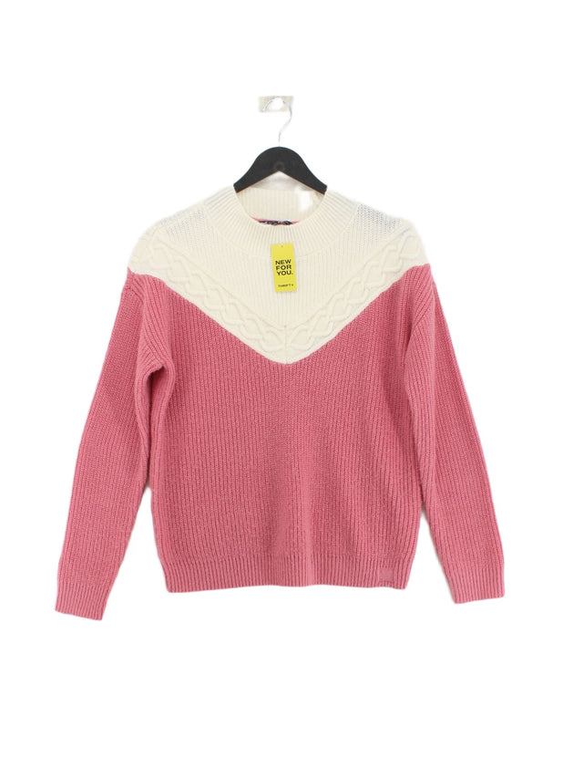 Crew Clothing Women's Jumper UK 10 Pink Acrylic with Mohair, Nylon, Wool