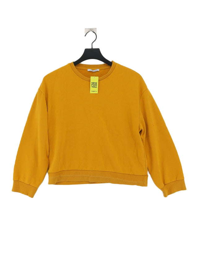 Zara Women's Jumper S Yellow Cotton with Elastane