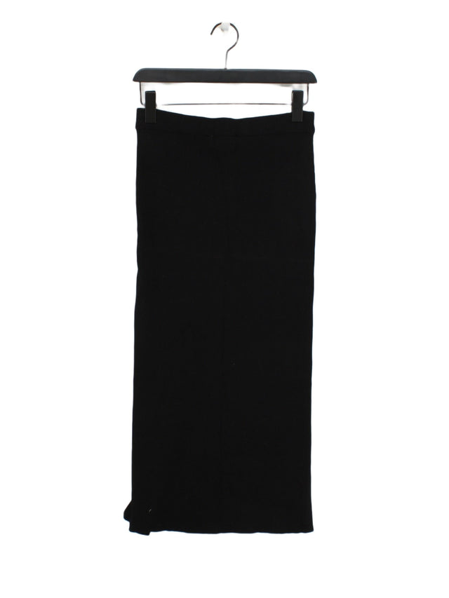 Zara Women's Midi Skirt M Black Viscose with Polyamide