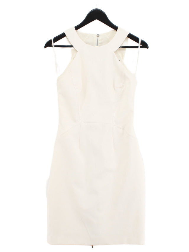 French Connection Women's Midi Dress UK 8 Cream Elastane with Linen, Polyester
