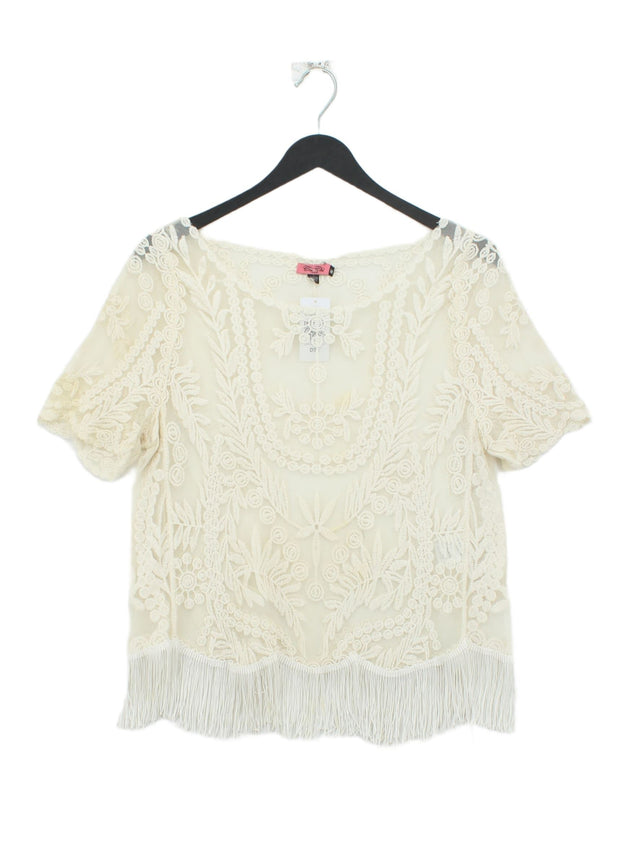 Chi Chi London Women's Top M Cream Cotton with Polyamide