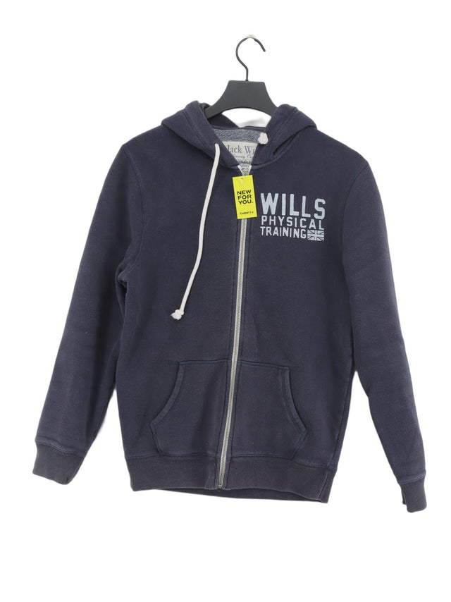 Jack Wills Men's Hoodie S Blue Cotton with Polyester