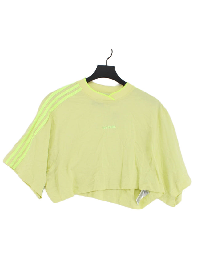 Adidas Women's T-Shirt UK 10 Yellow 100% Cotton