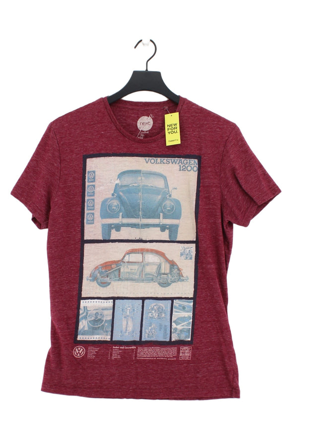 Next Men's T-Shirt L Red Cotton with Polyester