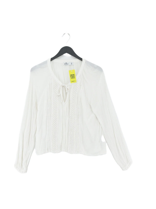 Hollister Women's Blouse M White Viscose with Polyester