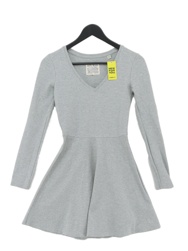 Jack Wills Women's Midi Dress UK 6 Grey Cotton with Elastane, Nylon
