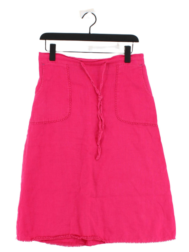 White Stuff Women's Midi Skirt UK 12 Pink 100% Linen