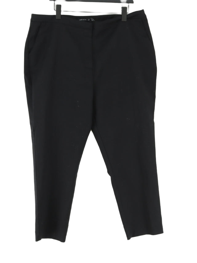 Karen Millen Women's Trousers UK 22 Black Cotton with Elastane, Polyamide