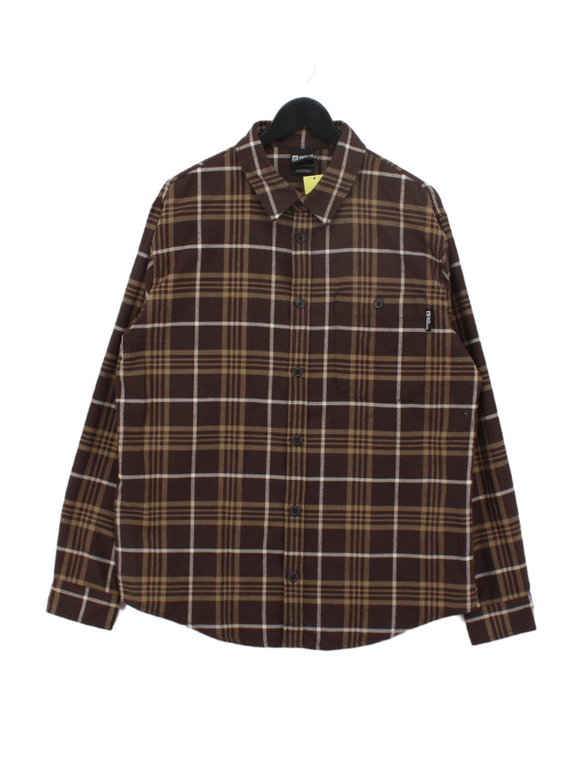 Jack Wolfskin Men's Shirt Chest: 42 in Brown Cotton with Polyester