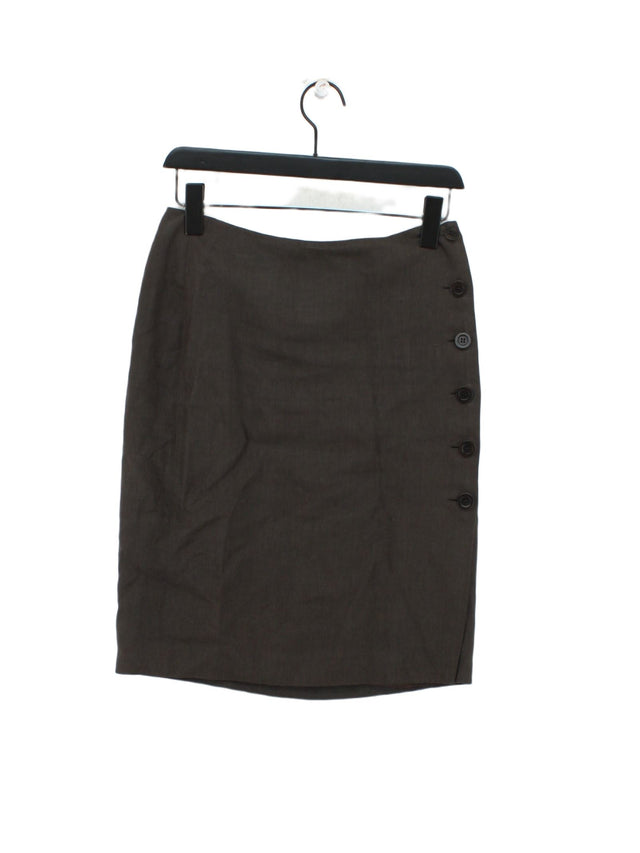 Jigsaw Women's Midi Skirt UK 8 Brown 100% Linen