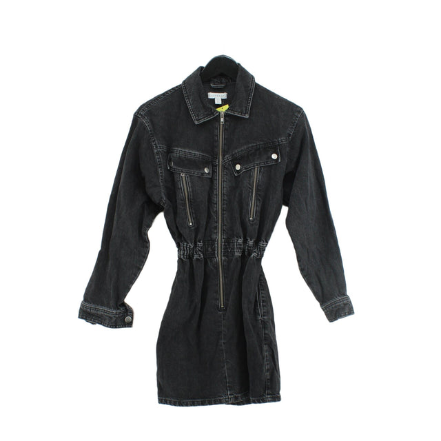 Topshop Women's Midi Dress UK 6 Black 100% Cotton