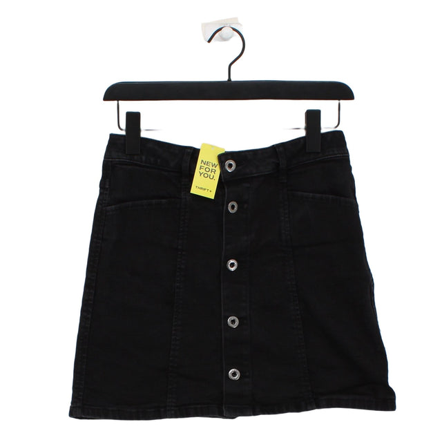 Jack Wills Women's Midi Skirt UK 10 Black Cotton with Polyester
