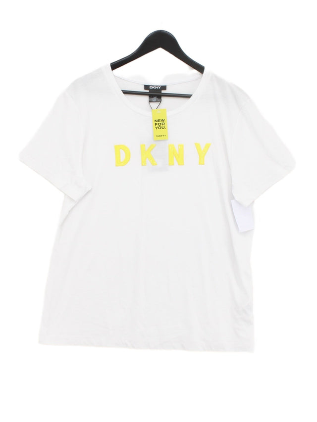 DKNY Men's T-Shirt L White Cotton with Lyocell Modal