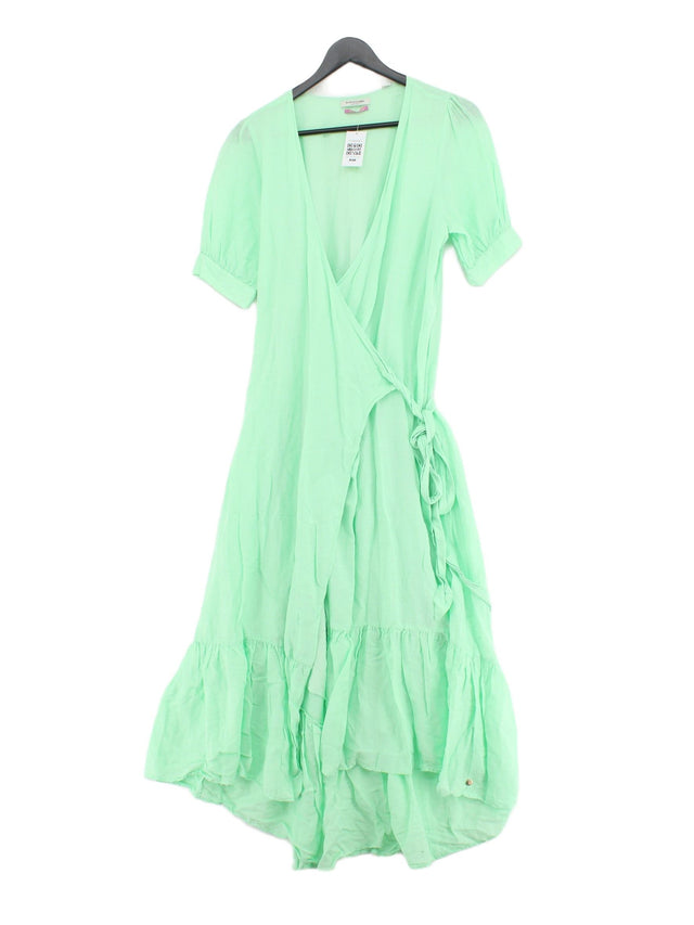 Scotch & Soda Women's Midi Dress UK 8 Green Viscose with Linen, Lyocell Modal