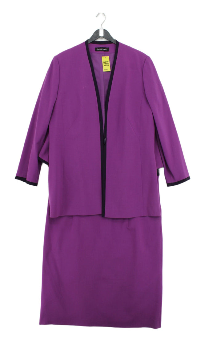 Jacques Vert Women's Two Piece Suit UK 18 Purple Polyester with Elastane, Wool