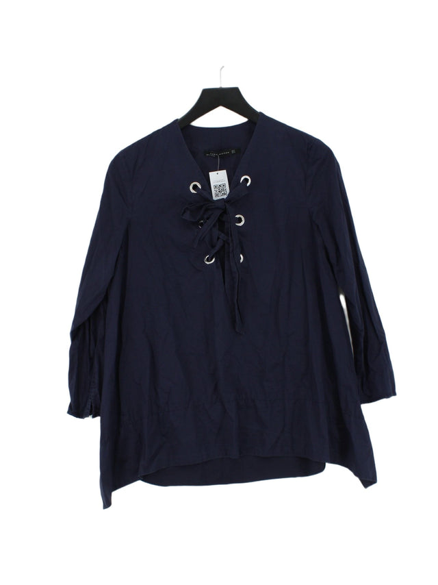 Zara Women's Blouse S Blue Cotton with Elastane