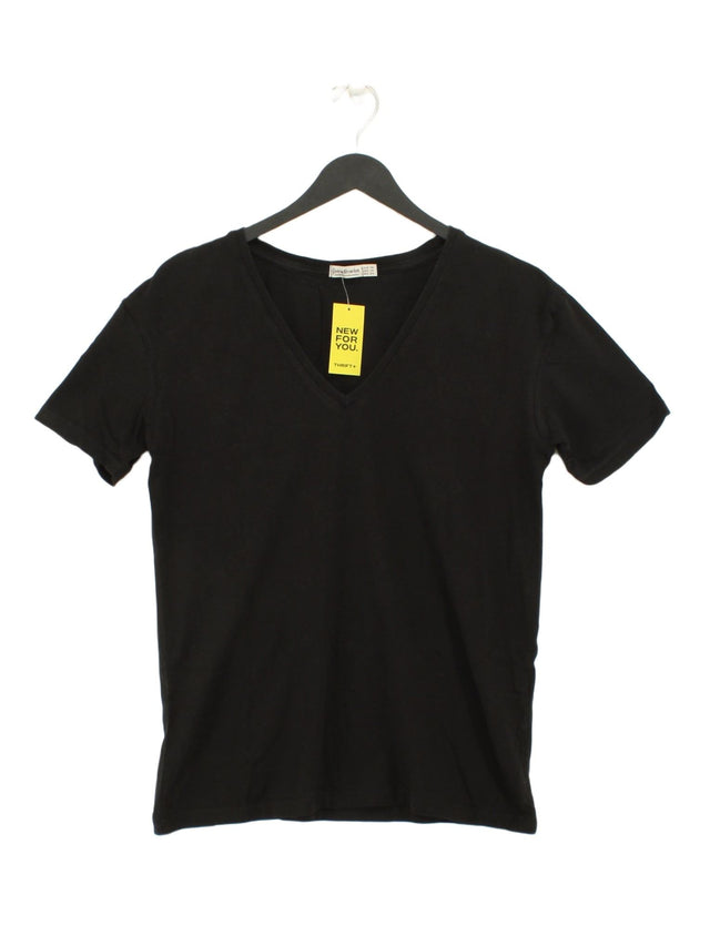 Stradivarius Women's T-Shirt XS Black 100% Cotton