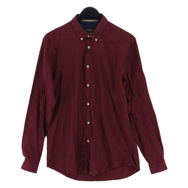 Zara Men's Shirt L Red 100% Cotton