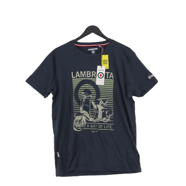 Lambretta Men's T-Shirt L Blue 100% Cotton