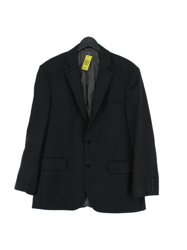 Austin Reed Men's Blazer Chest: 44 in Grey Wool with Polyester, Viscose