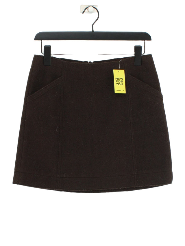 Sandwich Women's Midi Skirt UK 6 Brown Wool with Polyester