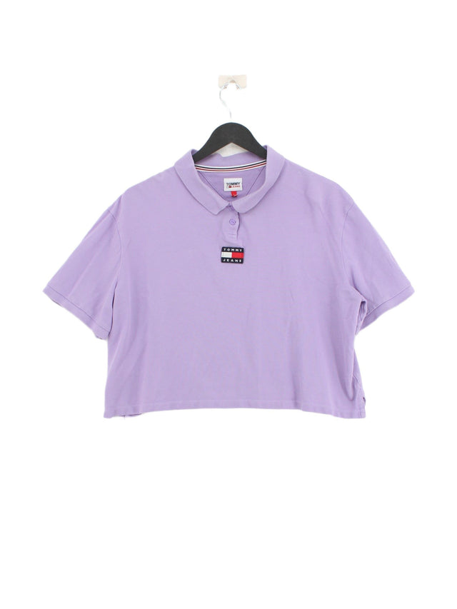 Tommy Jeans Women's Polo L Purple 100% Other