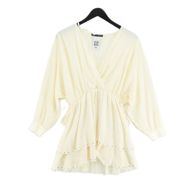 Zara Women's Blouse M Cream Viscose with Polyester