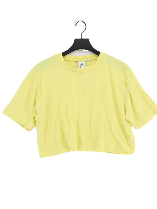 Collusion Women's T-Shirt UK 14 Yellow Cotton with Elastane