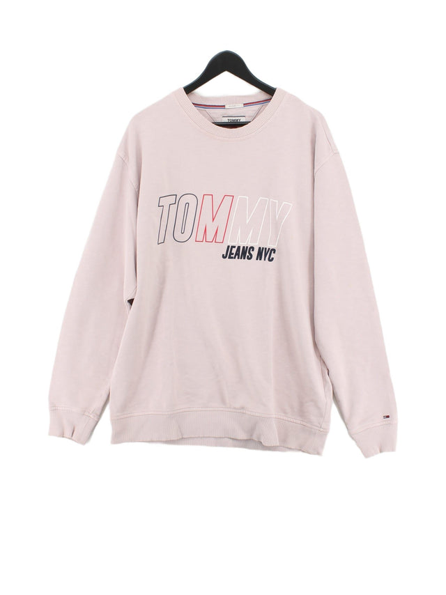 Tommy Hilfiger Men's Hoodie L Pink 100% Cotton