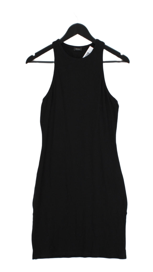 Diesel Women's Midi Dress UK 6 Black Cotton with Elastane