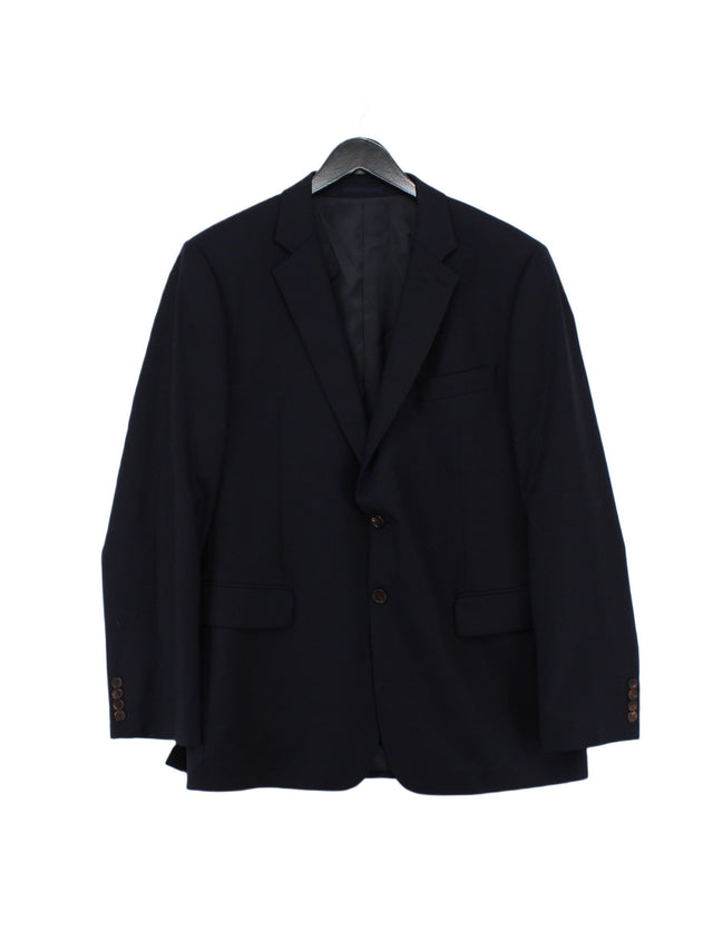 Jaeger Men's Blazer Chest: 44 in Blue Wool with Polyester