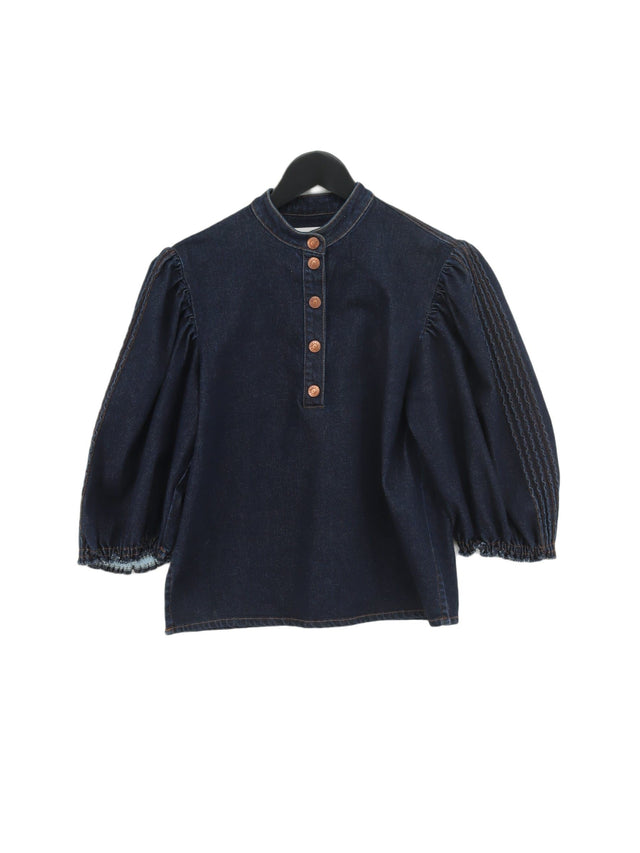 See By Chloé Women's Top UK 10 Blue Cotton with Elastane