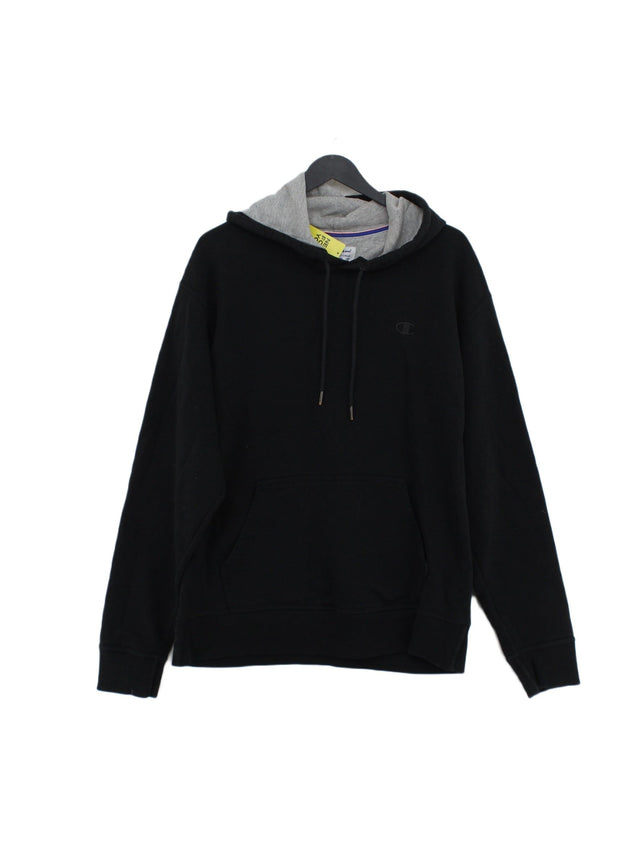 Champion Men's Hoodie L Black Cotton with Polyester