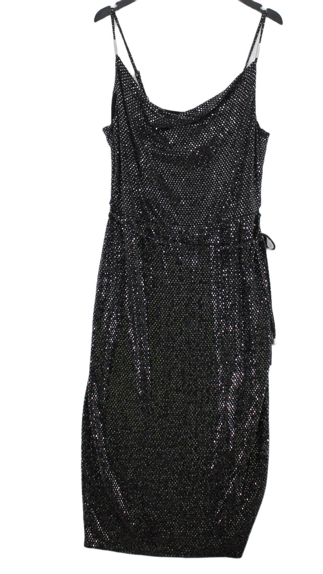Oasis Women's Midi Dress L Black Polyamide with Elastane, Polyester