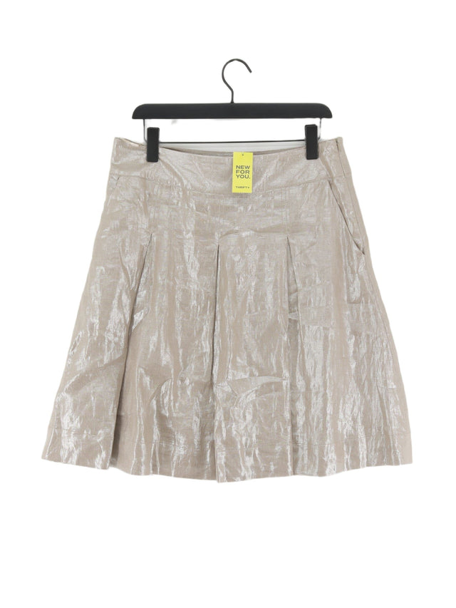 Limited Women's Midi Skirt UK 14 Tan Other with Linen