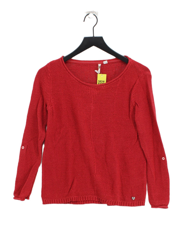 White Stuff Women's Jumper UK 12 Red Linen with Cotton, Nylon