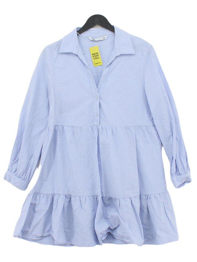 Zara Women's Blouse M Blue 100% Cotton