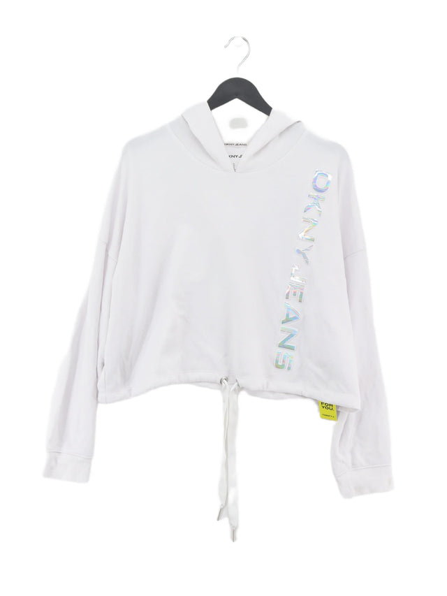 DKNY Women's Hoodie XL White Cotton with Polyester