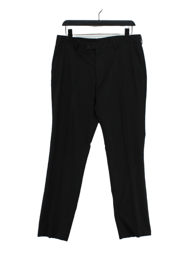Next Men's Suit Trousers W 34 in; L 31 in Black Polyester with Viscose