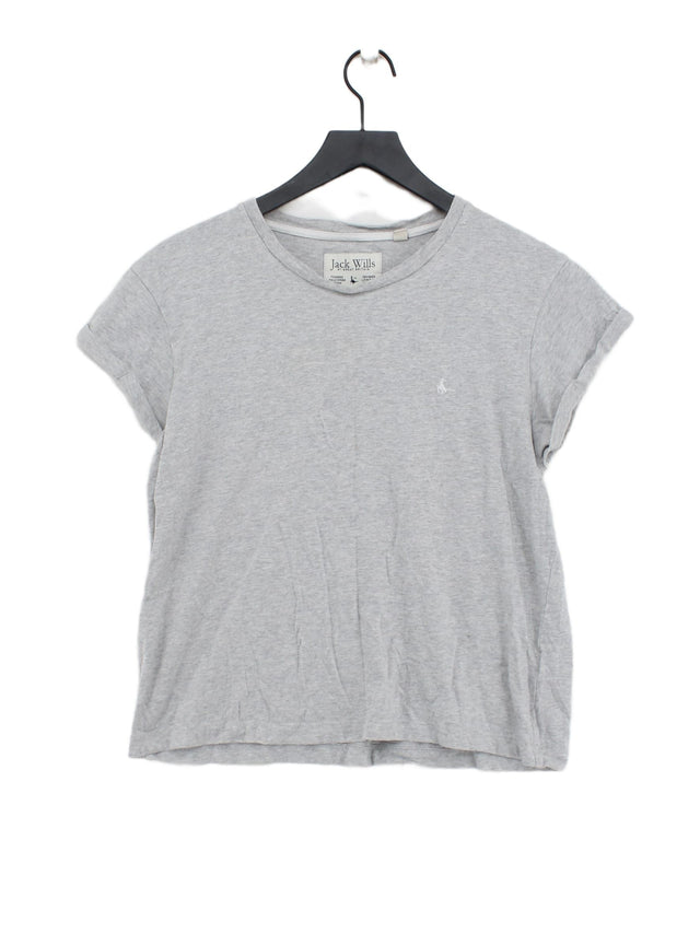 Jack Wills Women's T-Shirt UK 12 Grey Cotton with Polyester